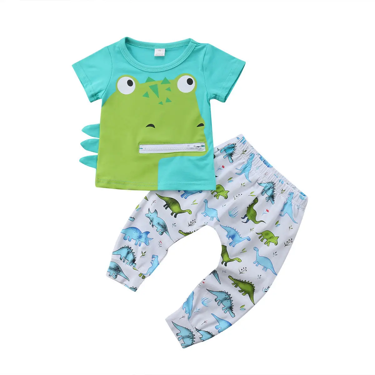 

0-24M Newborn Baby Boy Girl 3D Cartoon Animal Dinosaur T-shirt Tops Long Pant 2PCS Outfits Summer Baby Clothes