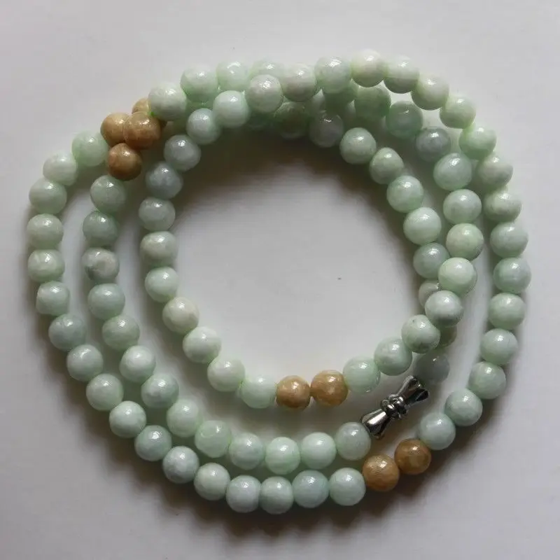 

100% Natural Untreated "A" Beautiful Chinese Jadeites Jades Beads Necklace 6mm