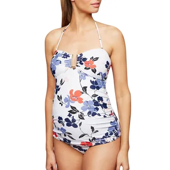 

2019 Pregnant Woman Swimming Suit Summer Premama Swimwear Maternity Bikini One Piece Ruffle Shoulder-less Sexy Bathing z06