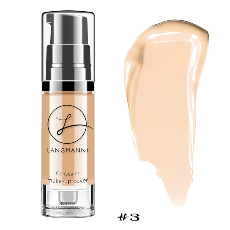 New Langmanni 6 Colors Liquid Foundation Makeup Natural Concealer Whitening Waterproof Make Up Contour Cream Make Up Cosmetics - Цвет: 03