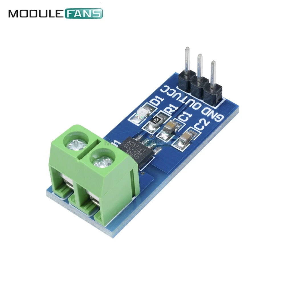 Модуль датчика тока Холла ACS712 20A модуль для Arduino ACS712ELC Pin 5V плата индикатора