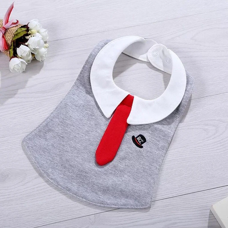 

Baby Bibs Baberos Babador Bavoir Accessories Cotton Gray Tie Baby Burp cloths Waterproof Bib