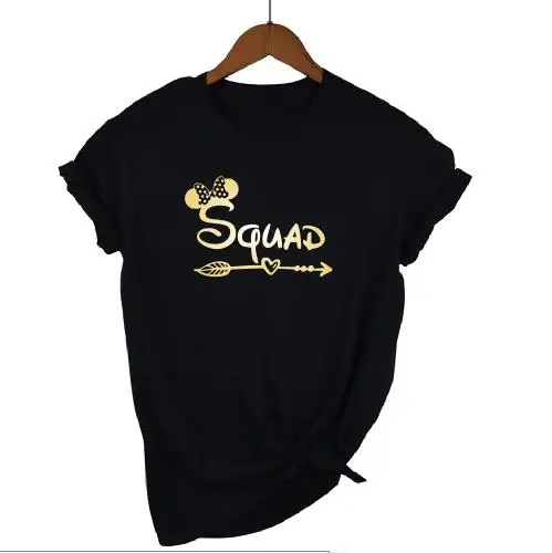 black t gold SQUAD Okoufen девичник вечерние отряд "невеста" футболка Свадебная Женская командная Топ Футболка с графическим буквенным принтом женские топы молодежная одежда - Цвет: black t gold SQUAD