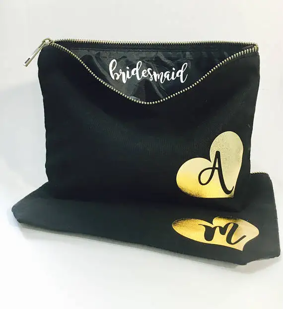 

2018 personalize name wedding bride Bridesmaid Gift Make Up comestic Bags kits zipper pouches mankeup Christmas Birthday gift