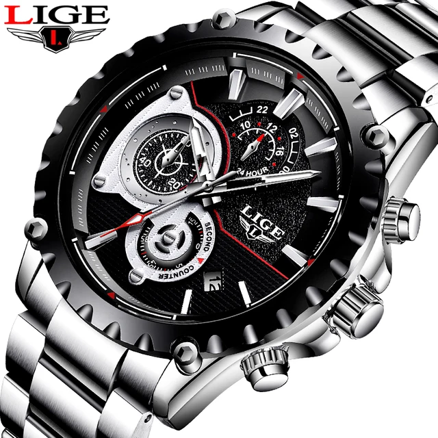 Cheap Mens Watches LIGE Top Brand Luxury Men's Military Sports Watch Men's Stainless Steel Waterproof Quartz Watch relogio masculino Cheap Mens Watches LIGE Top Brand Luxury Men's Military Sports Watch Men's Stainless Steel Waterproof Quartz Watch relogio masculino
