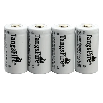 

TangsFire 4Pcs 16340 CR123A 3.7v 1000MHA rechargeable Li-Ion battery White