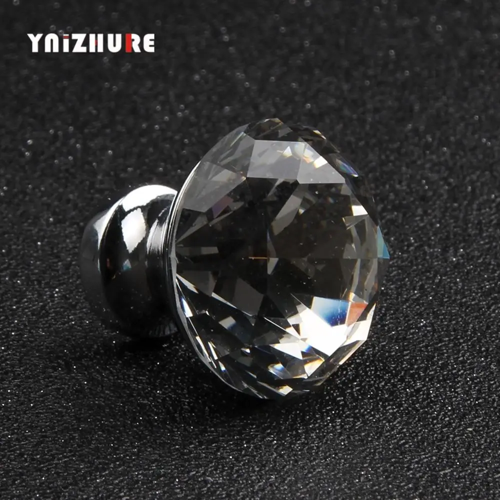 YNIZHURE Лидирующий бренд 10 шт 30 мм Diamond Форма Кристалл Стекло ручки комод для шкафа с выдвижными ящиками для кухонного шкафа с винтами