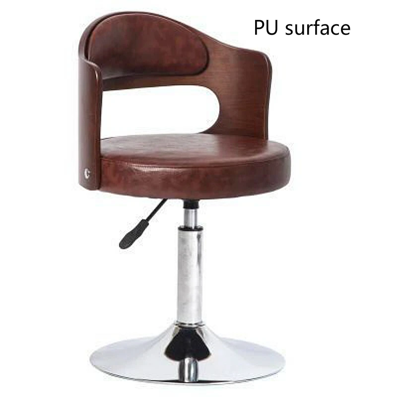 Простой стиль, домашний компьютерный стул, поднимается, поворачивается, маленький вращающийся стул, деревянная спинка, безопасный табурет для обучения, многоцелевой стул - Цвет: E