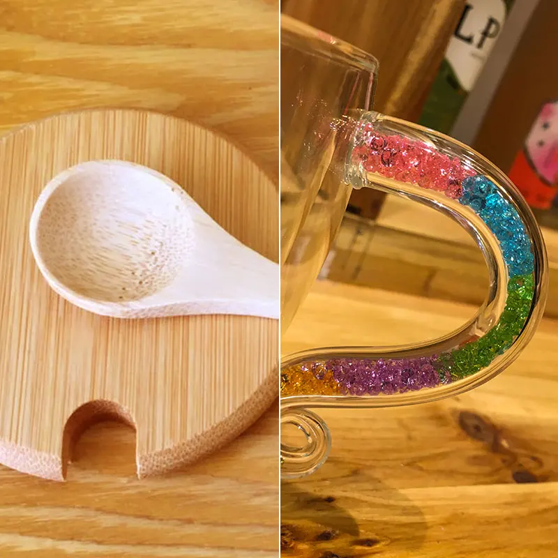 Двойными стенками стеклянные кофейные кружки с дрель кристалл крышка ложка прозрачный чай молочные чашки с подарочной коробке
