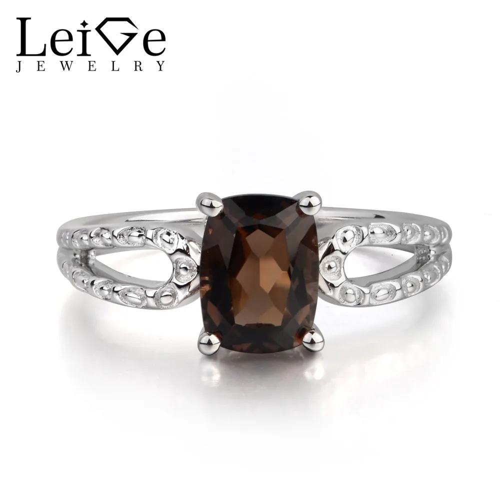 Leige Jewelry Natural Brown Color Smoky Quartz Fine Gemstone Cushion