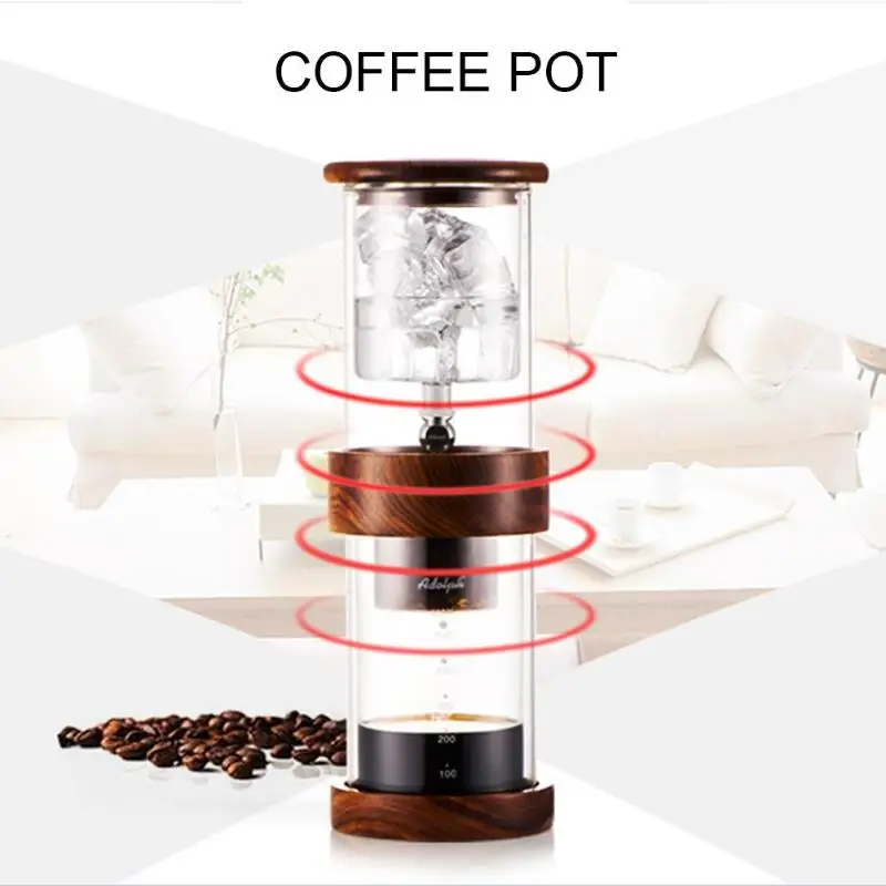 

400ml Water Drip Coffee Pot Double Layer Ice Drip Coffee Pot Cylindrical Brewed Ice Cold Coffee Maker Bottle for Home