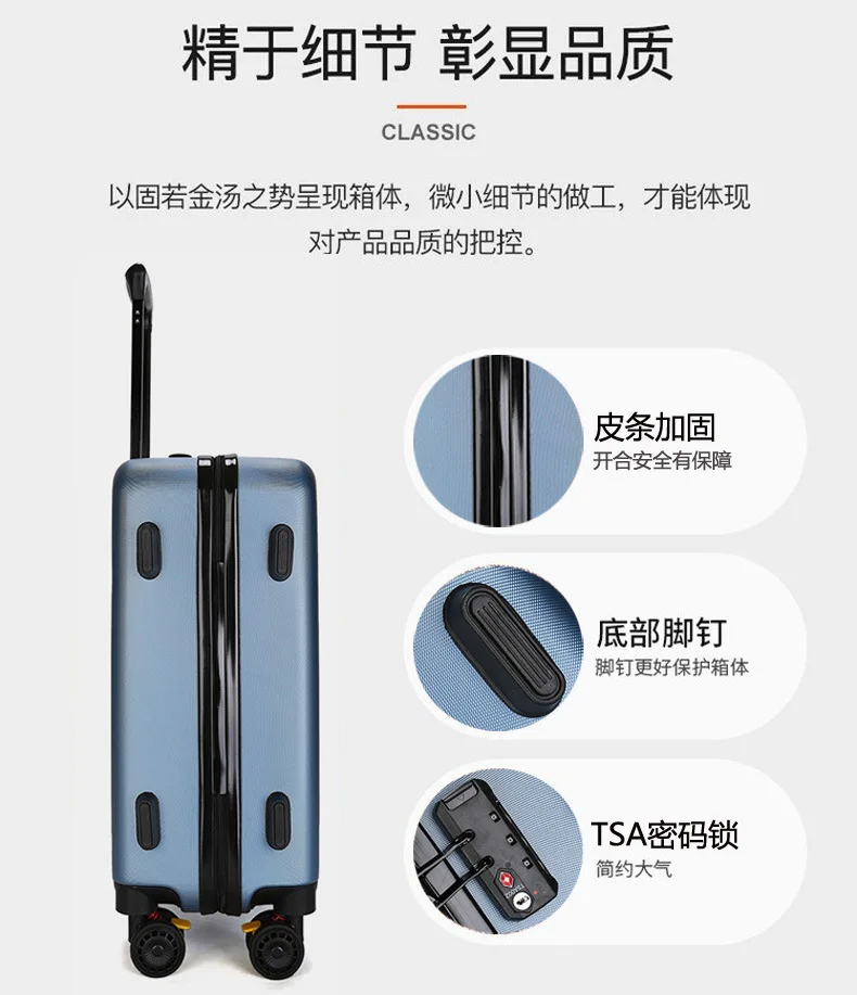 ZYJ Travel Trolley Luggage Men Women Alloy Business Solid Rolling Scratchproof Airplane Suitcase Luggage Spinner Wheels Trunk (3)