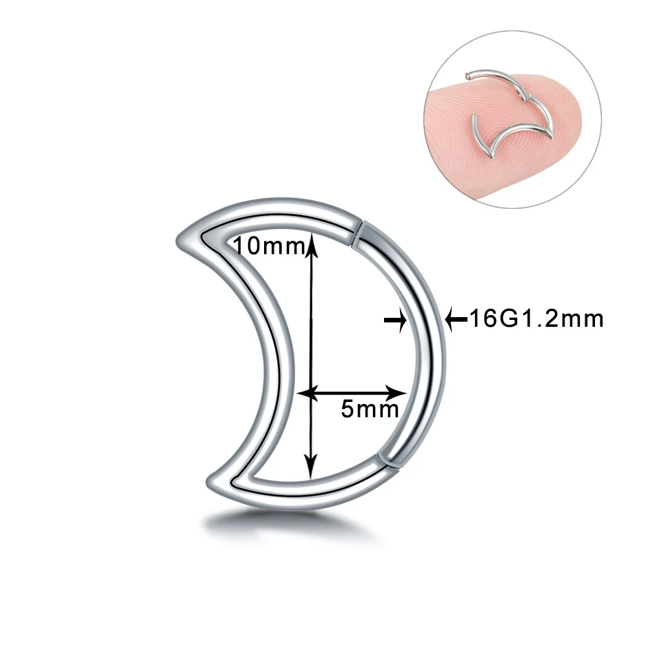 1 шт. стальные перегородки для пирсинга с шарнирным сегментом кольцо для носа 18 г 16 г пирсинг носа Перегородка хряща трагус кликер пирсинг ювелирные изделия - Окраска металла: B2504
