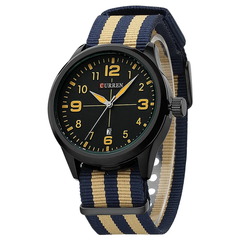 

luxury top curren 8195 canvas strap watch men army wristwatch japan quartz movement miltiary watches men reloj relogio masculino