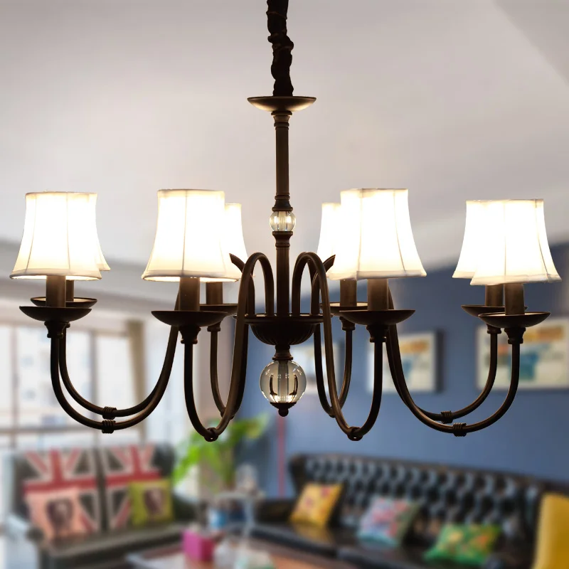 

American country wrought iron chandelier garden living room bedroom restaurant lobby Led pendant ceiling lamp lighting fixtures