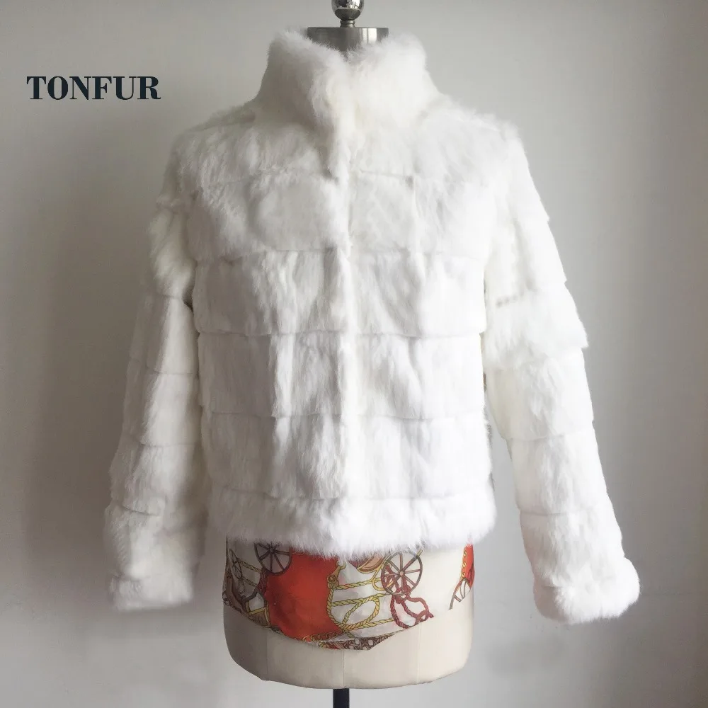 

2019 Mandarin Collar Natural Factory Plus Size Customize Color Wholesale Retail Real Rabbbit Fur For Ladies Fur Coat tsr375