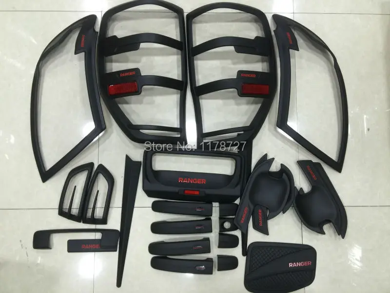 

FREE SHIPING 2012-2015 RANGER front tail lamp coer Handle cover bowl cover rear trunk lid accessory accessories complete set
