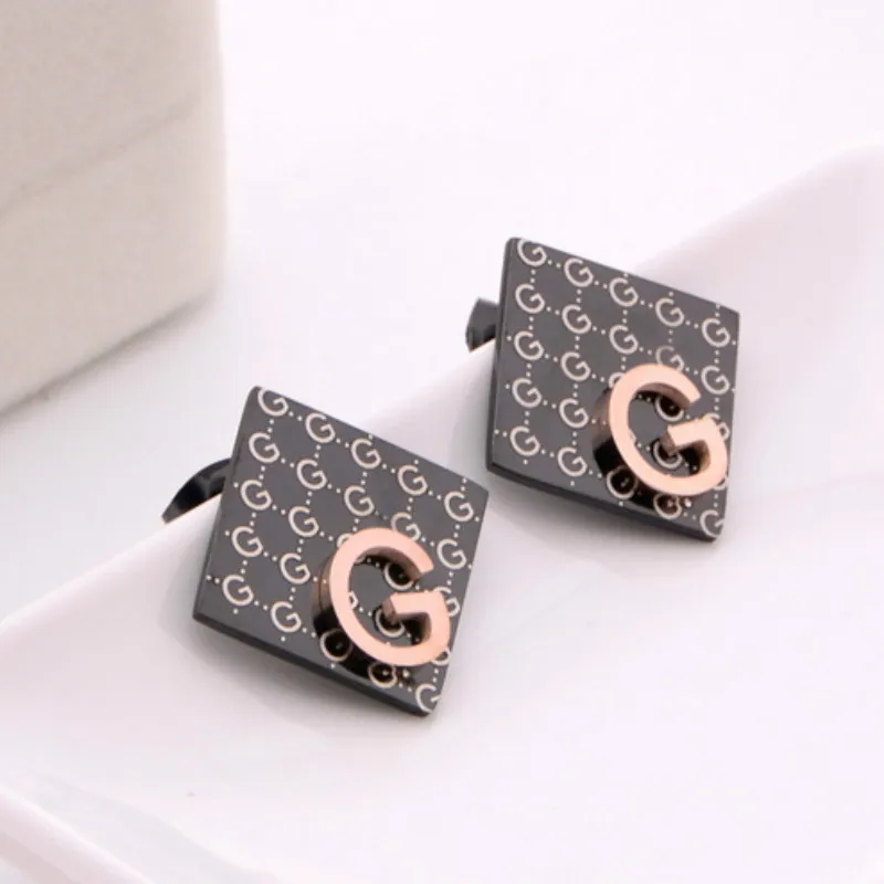 

Big Brand G Letter Earrings Luxury Full Letters Rose Gold Fashion Titanium Stainless Steel Stud Earring Wedding Party
