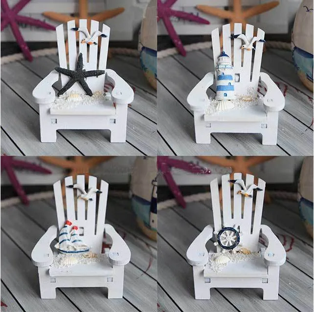 

mini chair Nautical home Decor photo props/Wood Home Decor ornaments Wooden Mini Beach Chairs( also can as mobile stand)