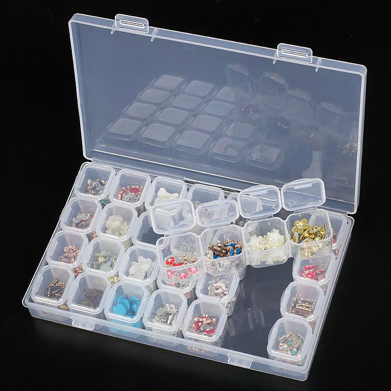 

28Lattices Dismountable Diamond Painting Box Embroidery Accessories Rhinestones Boxes Cross Stitch Cases Home Storage