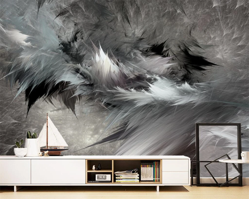 Beibehang пользовательские обои скандинавские абстрактное искусство черный и белый перо Стерео ТВ фон стены домашний декор Фреска 3d обои