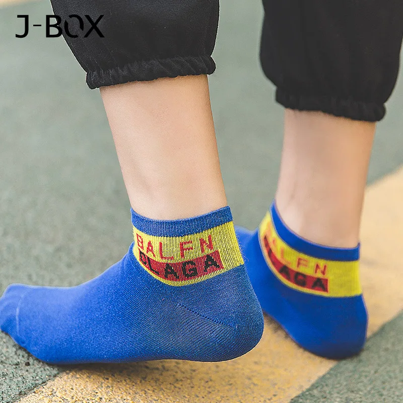 J BOX 3 пары модные мужские носки с буквами забавные короткие хлопковые до