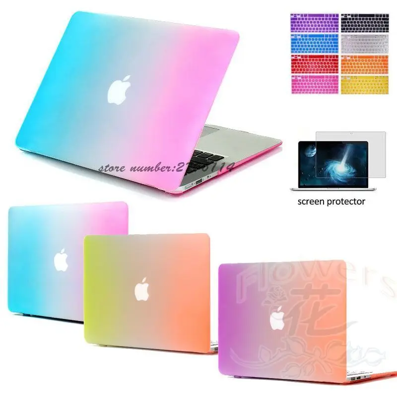 Модный матовый Радужный жесткий защитный чехол для MacBook Air 11 Pro 13/15 дюймов с Retina +