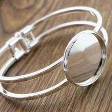 Высокое качество 25 мм посеребренный Браслет База Браслет Пустые фурнитура лоток рамка Установка Кабошон Камея(L6-02