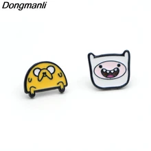 P1913 Dongmanli Adventure Time с Финном и Джейком, Мультяшные эмалированные серьги-гвоздики, ювелирные изделия для девочек, женщин, детей, подарок на день рождения