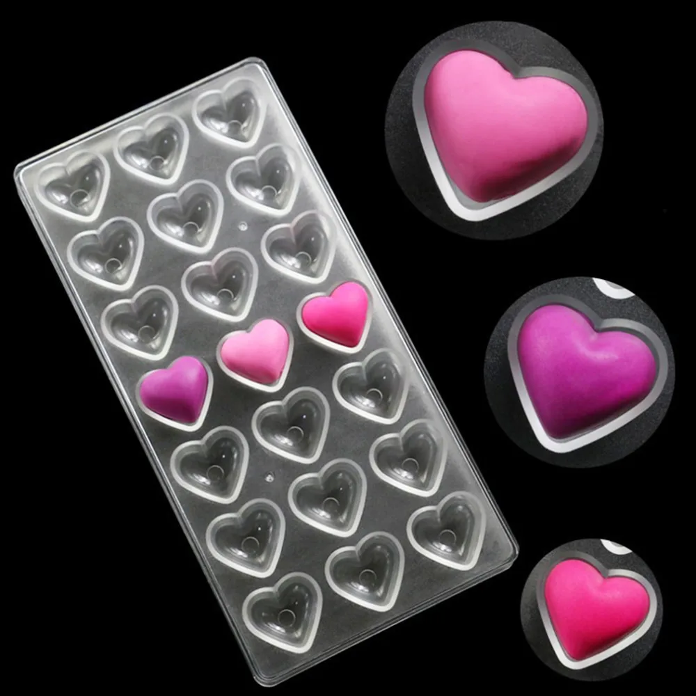 

Home Use Fondant Cake 21-Cavity Chocolate Mold Plastic Polycarbonate Heart Shaped Sugar Craft DIY Handmade Cookies Baking Tools