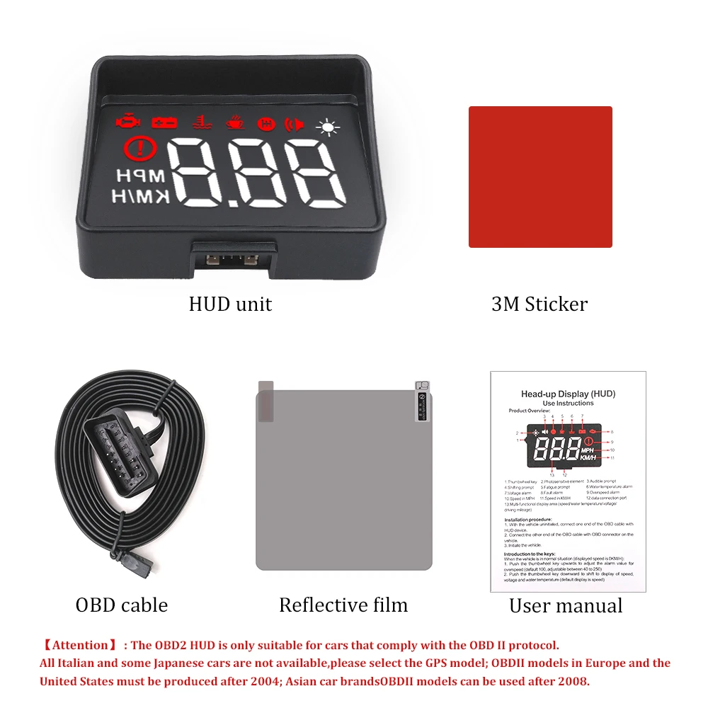 Автомобильный проектор на лобовое стекло A100S OBD2 II EUOBD|Проекционный дисплей| |