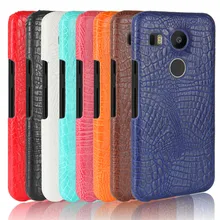 For LG Angler Google Nexus 5X Case Crocodile Pattern Hard PC with PU Leather Back Cover Case for LG Google Nexus 5X Nexus5X 0 3mm ultrathin protective plastic back case for google nexus 5 translucent white