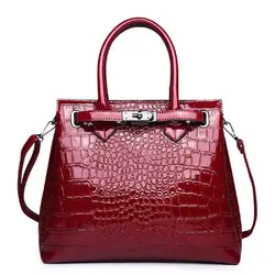 Женские черные крокодиловой кожи Модные Простые руки коносамент сумка Роскошные сумки для женщин дизайн