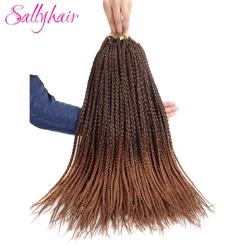 Sallyhair Brands 3X Afro Box Braids 22inch 22 Pcspack Synthetic Crochet Ombre Tow Tone Braiding Hair Extensions Black Brown Bug (11)