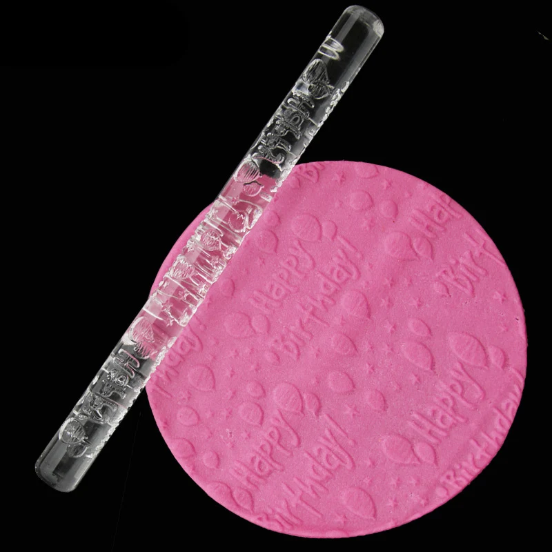 

Cake Fondant Embossed Rolling Pin Gum Embossing Sugar Cake Decor Crafts Tool LBShipping