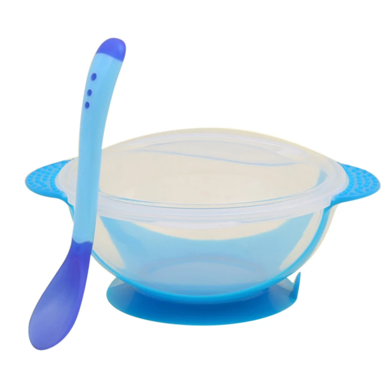 3Pcs/set Baby Tableware Dinnerware Suction Bowl With Temperature Sensing Spoon Baby Food Kids Safety Dinner Feeding Bowls Dishes 3Pcs/set Baby Tableware Dinnerware Suction Bowl With Temperature Sensing Spoon Baby Food Kids Safety Dinner Feeding Bowls Dishes