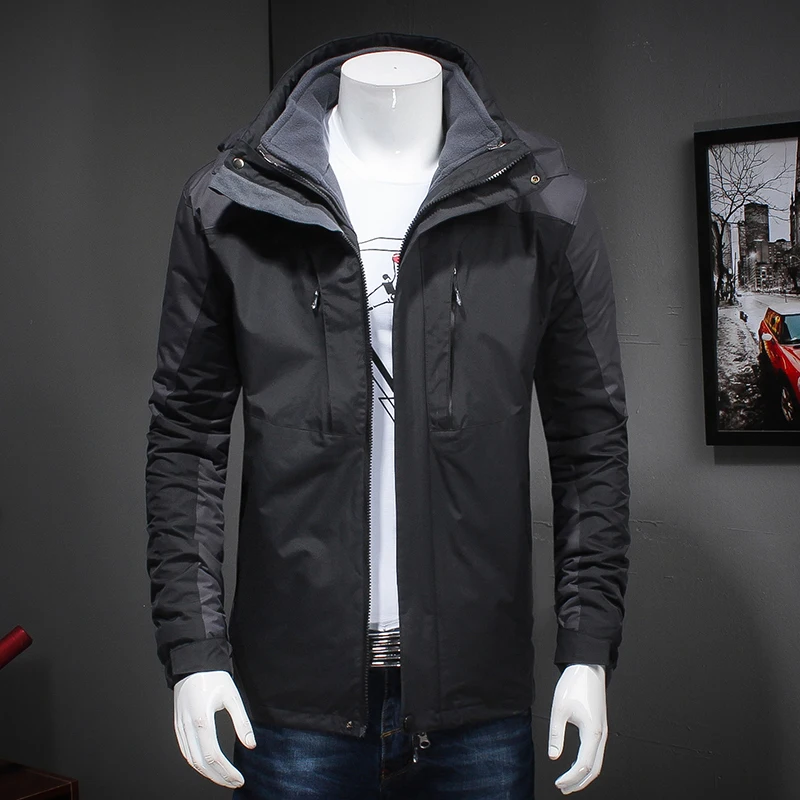 2018 new 8XL 6XL 5XL 4X 2 IN 1 Fit Jacket Brand Waterproof Windbreaker Jacket Coat Winter Jacket