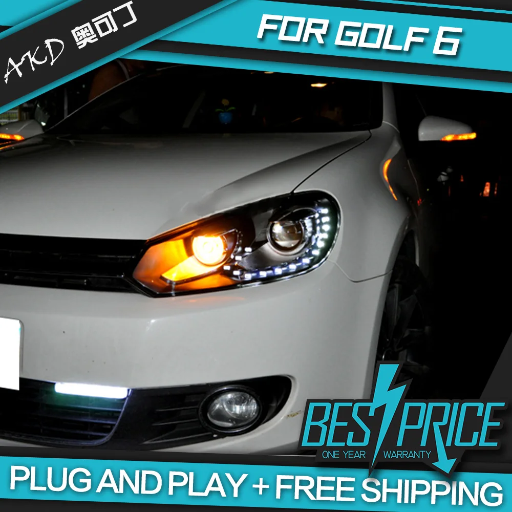 

AKD Cars Styling Headlight For VW Golf 6 Golf6 MK6 2010-2012 Headlights LED Running lights Bi-Xenon Beam Fog lights angel eyes