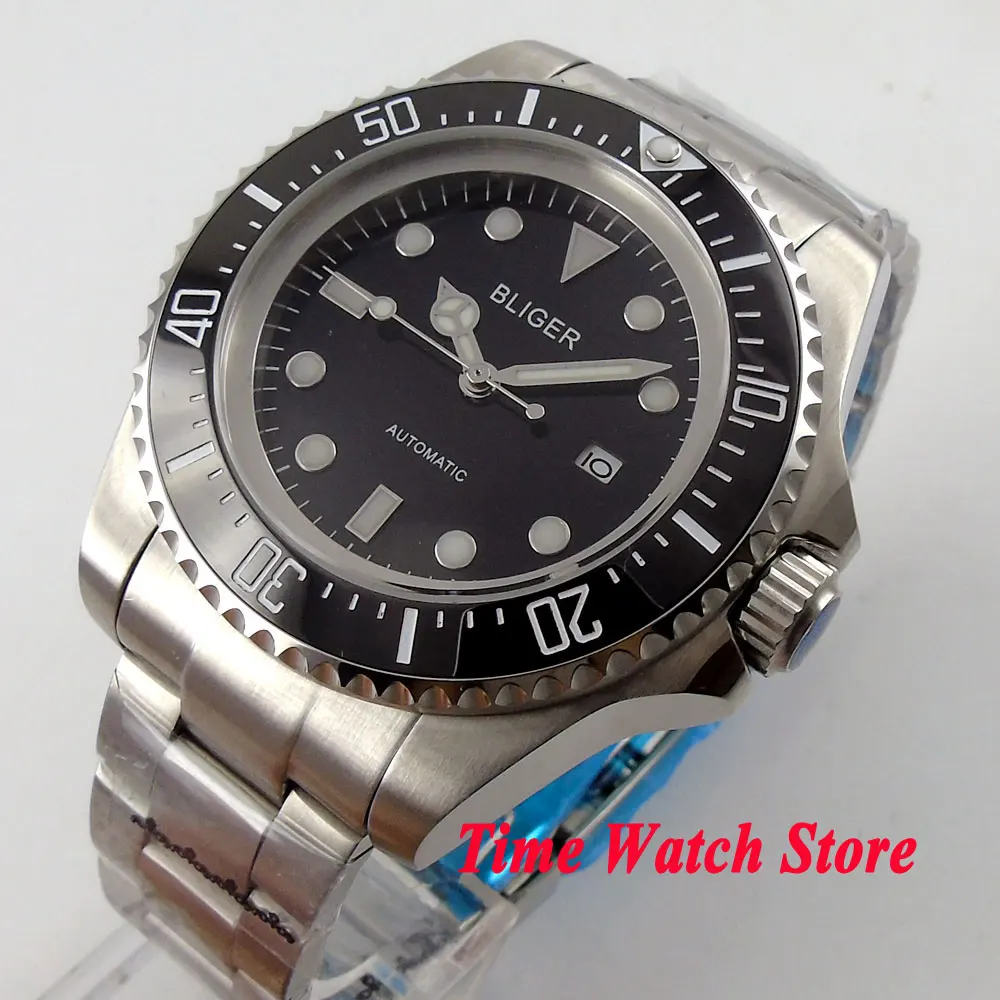 Bliger 44mm black dial date window luminous black Ceramic Bezel Automatic movement Men's watch Bliger 44mm black dial date window luminous black Ceramic Bezel Automatic movement Men's watch