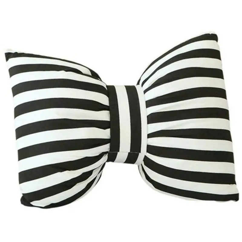 

TOP!-Black and White Striped Bow Pillow Sofa Decor Cushions