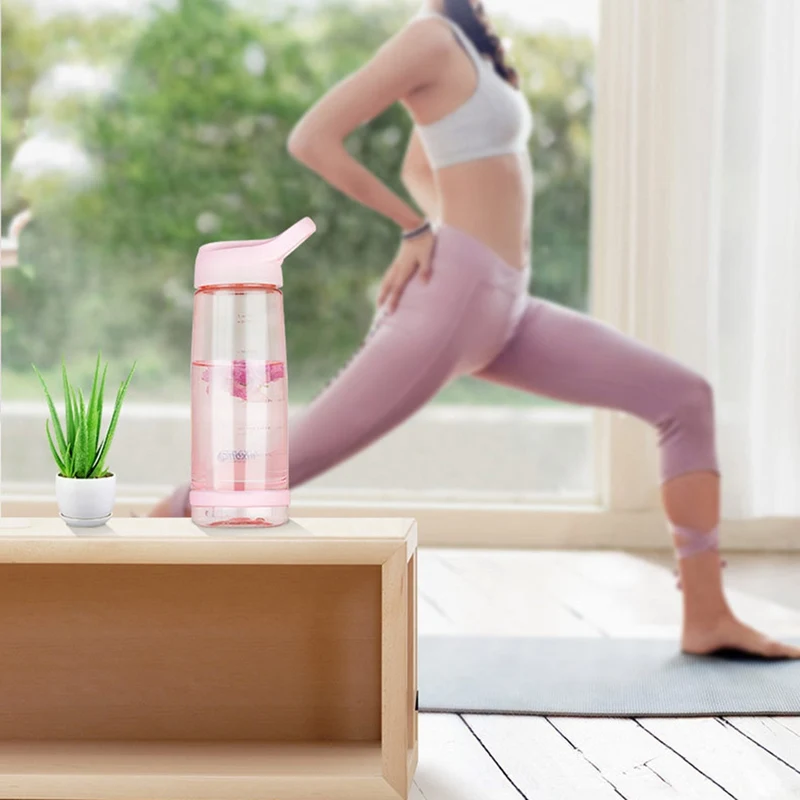Мода Bpa-free большая емкость дорожная чашка открытый пластиковый студенческий портативные бутылки для воды рукоятка соломы спортивный чайник