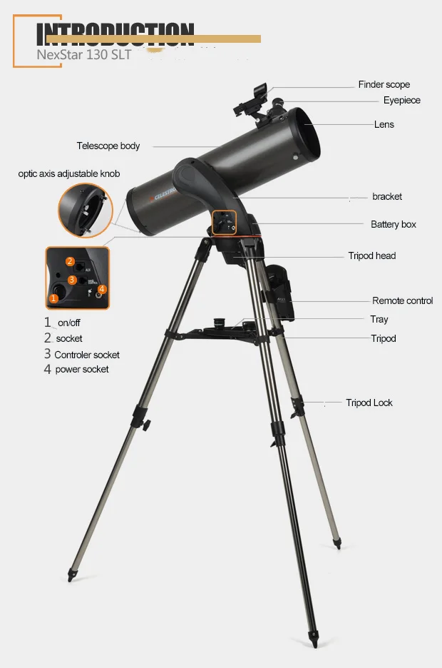 Компьютерный телескоп Celestron-NexStar 130SLT-Компактный и портативный-астрономический зеркальный оптический телескоп Newton