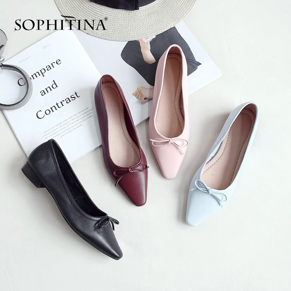 

SOPHITINA Comfortable Women's Flats High Quality Cow Leather Fashion Pointed Toe Shoes Slip-on Casual New Hot Sale Flats SO28