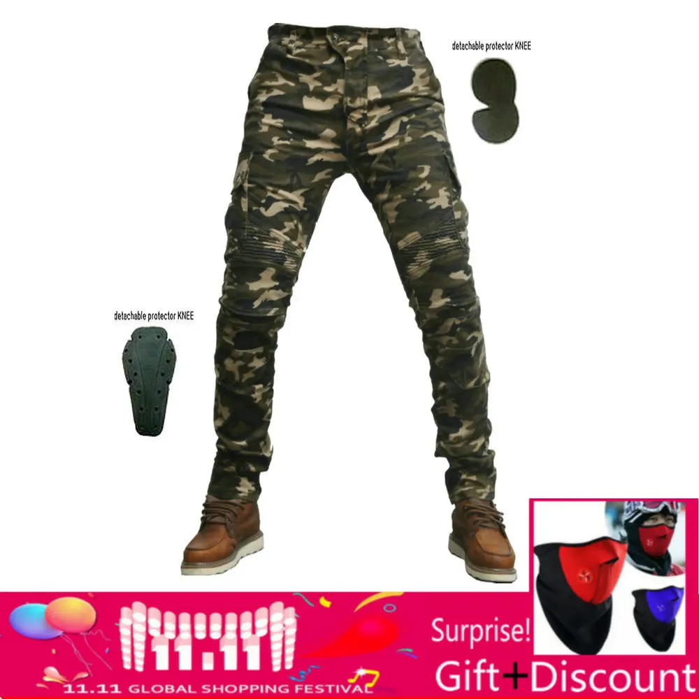 

Motorcycle Pants Motorcycle Camouflage Jeans Motocross Trousers Off-Road Racing Pants Motorbike Jeans with Belt protection
