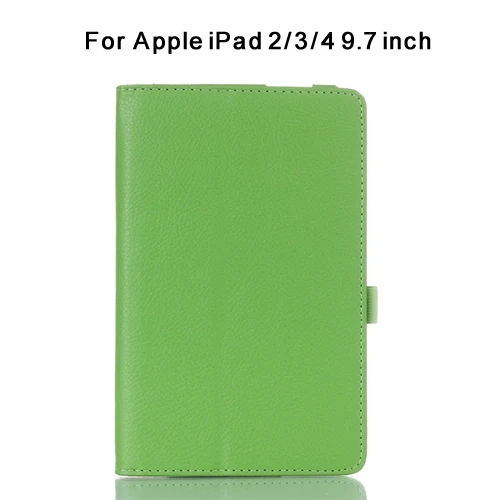 Стенд кожаный чехол для Apple iPad 2/3/4 A1395 A1396 A1397 A1416 A1430 A1403 A1458 A1459 A1460 кожаный чехол для Apple iPad2 iPad3 iPad4 - Цвет: For iPad 234-green