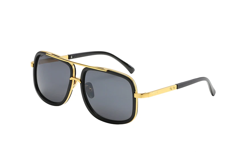 Luxury Brand Designer Twin-Beams Square Sunglasses Men Women Vintage Driving Cool Gradient Sun Glasses For Male oculos de sol - Цвет линз: Black Black
