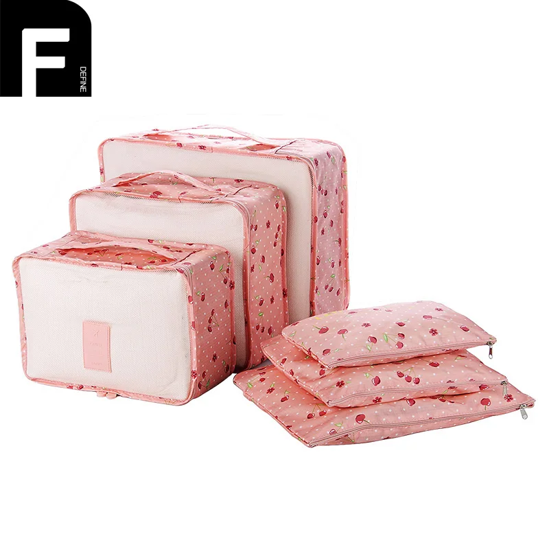 6pcs Men and Women Luggage Travel Bags Packing Cubes Organizer Fashion