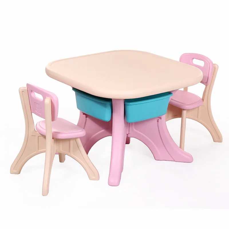 Детские мебельные гарнитуры 1 стол+ 2 стула наборы пластиковая детская мебель Наборы Детский стул и стол для учебы минималистичный квадратный стол