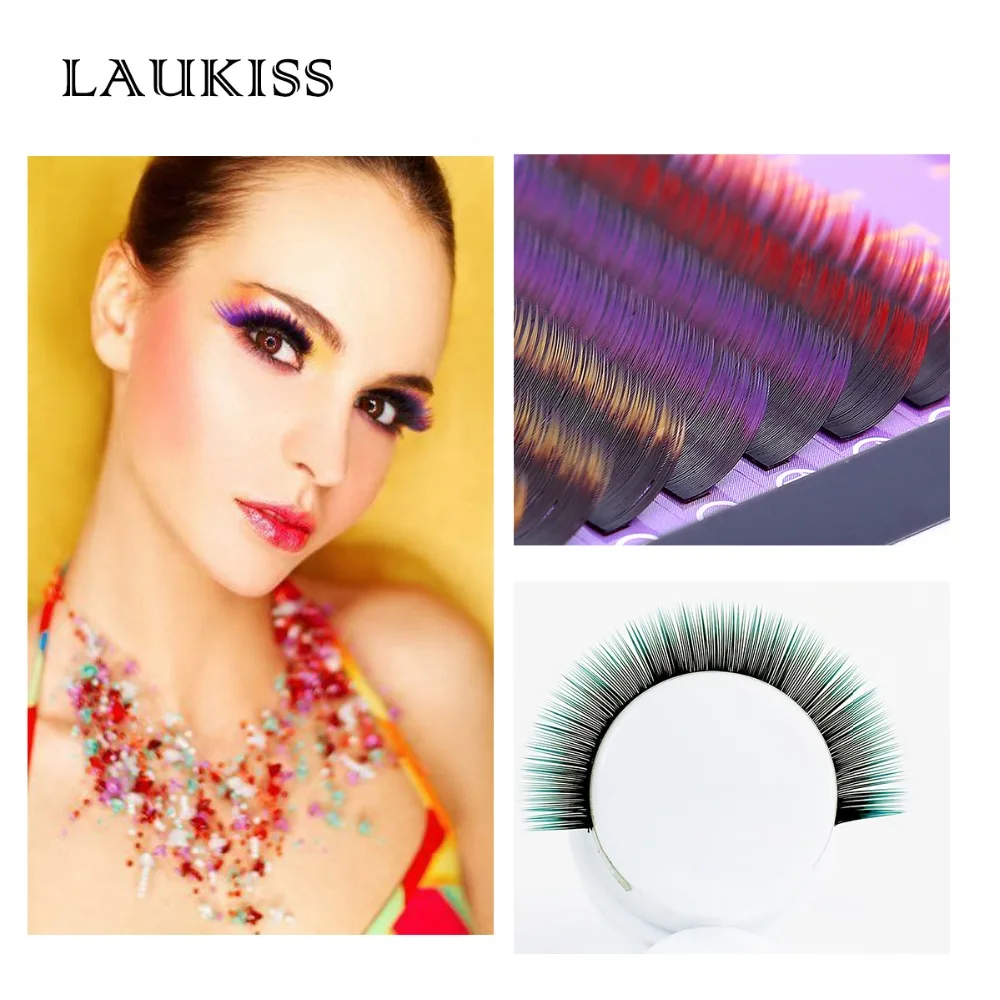 

Colored Eyelash Extension Eyelashes Growth Individual Rainbow Permanents Colorful False Cilia Makeup Natural Soft Color Eye Lash