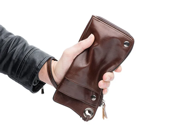 Уникальный бренд Дизайн Винтаж пояса из натуральной кожи мужские кошельки на молнии карман для монет ID держатель для карт кошелек сумки